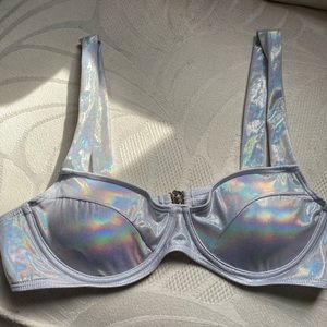 Silver Rainbow Rave Bikini Bra Top